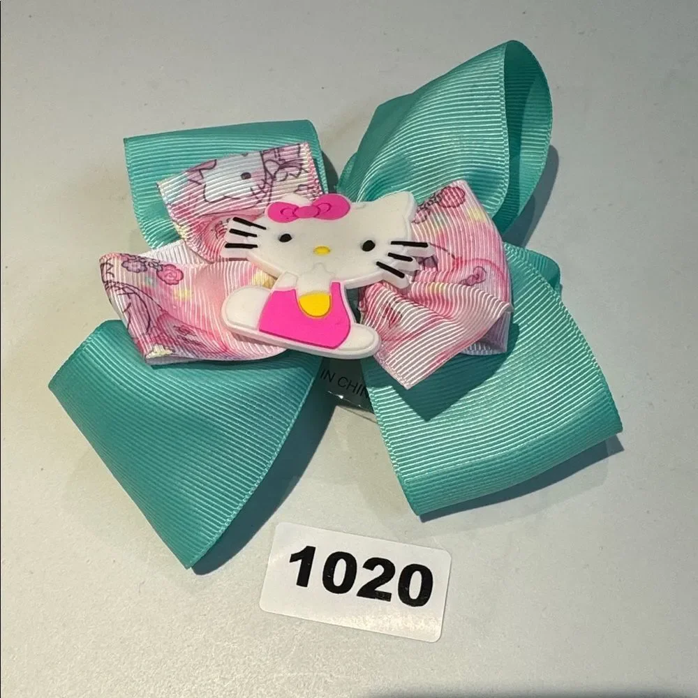 1020 Mint Green Color Hello‎ Kitty Hair Bow Alligator Clip